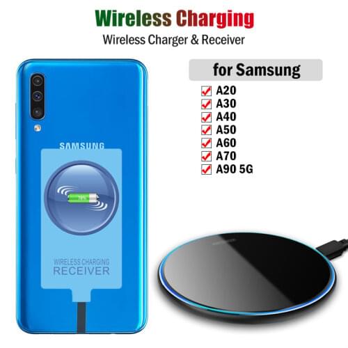 Wireless Charger & Type-C Receiver for Samsung Galaxy A20 A30 A40 A50 A60 A70 A90 5G Qi Wireless Charging Adapter USBC Connector