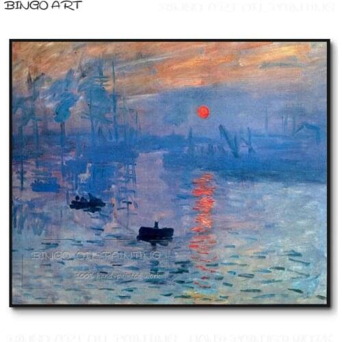 Professional Artist Hand-painted Beautiful Landscape Impression Sunrise Oil Painting on Canvas Cloud Monet Sunrise Oil Painting