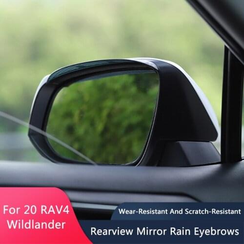 QHCP Car Rear View Mirror Rain Guard Rearview Mirror Snow Visor Shade ABS Carbon Fiber Style Fit For Toyota RAV4 Wildlander 2020