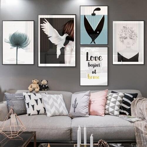 Modern Beautiful Figure Canvas Painting Nordic Posters And Prints Flower Quote Wall Art Picture For Living Room Home Decoration