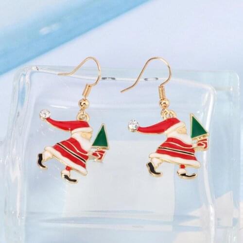 Stylish Women Santa Pendant Alloy Hook Earring Christmas Gift Party Jewelry earrings for women серьги кольца 2020