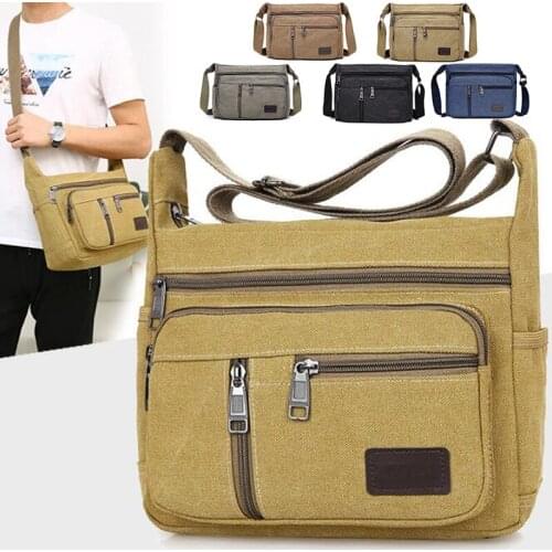 Mens Retro Shoulder bag Canvas Bag Leisure Package bag For Men Work Business Satchel Purse Packs Messenger Bag