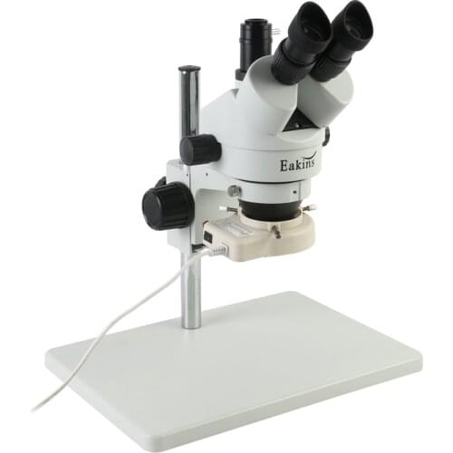 7X-45X Continuous Zoom Simul-focal Trinocular Stereo Microscope C-Mount Camera Adapter + 56 LED Light WF10X/20 Eyepiece