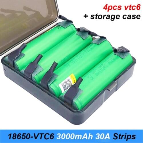 Turmera 18650 VTC6 3000mAh Battery 30A Soldering Nickel for Screwdriver Electric Drill Battery 14.4V 16.8V with Box 4Pieces/Lot