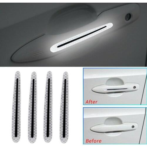 4PCS Universal Reflective Strip Car Door Handle Paint Scratch Protector Sticker Bowl Decal Guard Safety Reflective Strips New