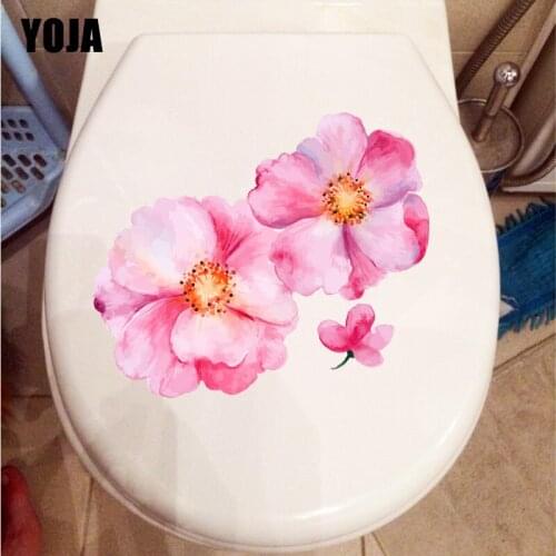 YOJA 22.3X18.9CM Pink Flower Petals Kids Room Wall Decor Decal Classic Toilet WC Sticker T1-1773