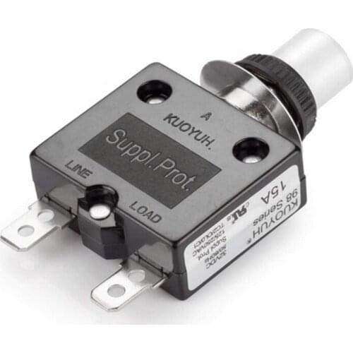 Thermal Overload Switch Protector Kuoyuh 15A Manual Push Button Reset Circuit Breakers and Quick Connect Terminals
