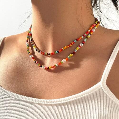Sweet Colorful Beads Pearl Necklace for Women Fashion Clavicle Choker Necklace Female Jewelry Gifts