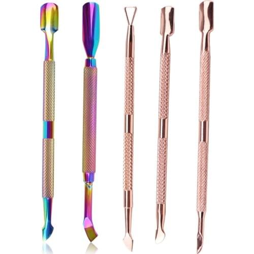 1/3-piece set of double-headed exfoliating nails cuticle thruster spoon remover manicure pedicure stainless steel manicure tool