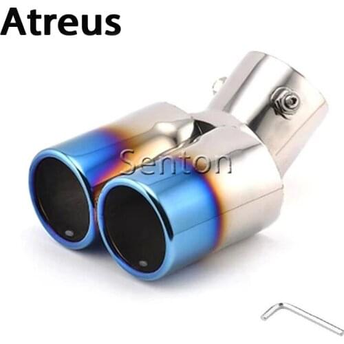 Atreus 1pcs Car Twins Rear Exhaust Muffler Pipe Tip Modification For Kia Rio/Mazda/Chevrolet/Ford/Peugeot/Hyundai/Suzuki/Nissan