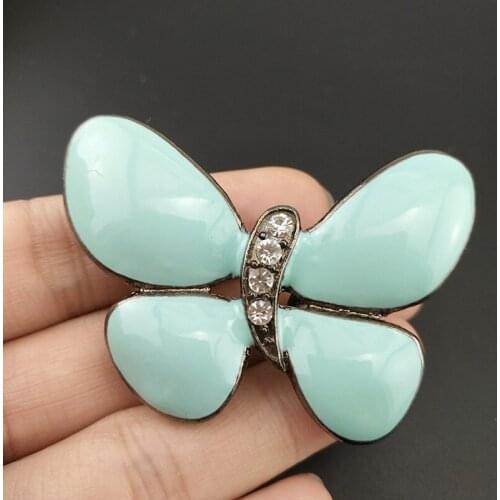 100pcs/lot 48mm Gun Black Plated Blue Enamel Butterfly Brooch Pin Animal Brooch Pin