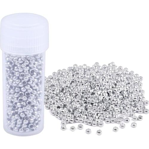 1000pcs 2mm Tiny Metal Crimp Spacer Stopper Beads for Jewelry Making (Silver)