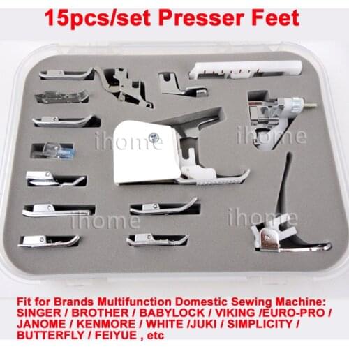 15pcs/set High Quality Sewing Presser Foot for Singer Brother Janome Butterfly Feiyue Household Multifunction Sewing Machine