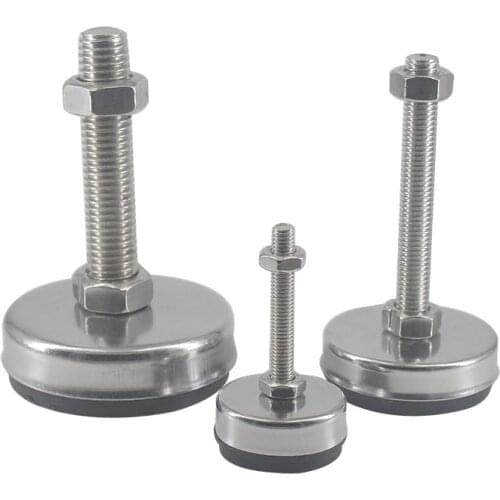 2pcs Adjustable Foot Cups M12/M14/M16 Thread Articulated Feet 65mm Stainless Steel Base Heavy Loading Leveling Foot