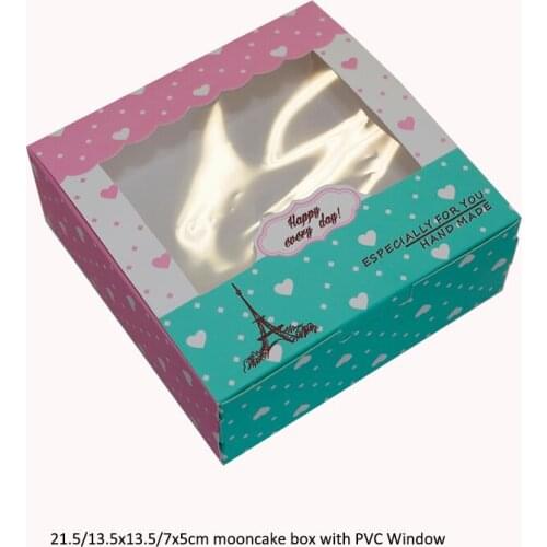 20pcs/pack 21.5/13.5x13.5/7x5cm mooncake box with PVC Window 2/4/6 Egg Tart White cardboard boxes for packing gift cakes candy