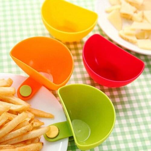 4PCS Assorted Seasoning Sugar Salad Tomato paste Sauce Dishes Kitchen Clip Bowl Dip Small Clip Seasoning Dish Food Grade Plastic
