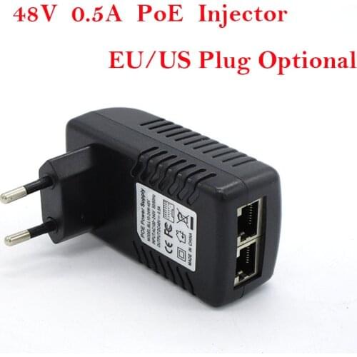 48V 0.5A PoE Injector 24W EU US Plug Optional Ethernet Adapter IP Camera power supply