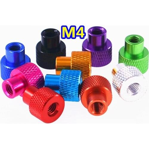 5 Pcs M4 Hand Tighten Flange Nut Aluminum Knurled Hand Thumb Nuts Hand-tightened Handle Screw Female Nut