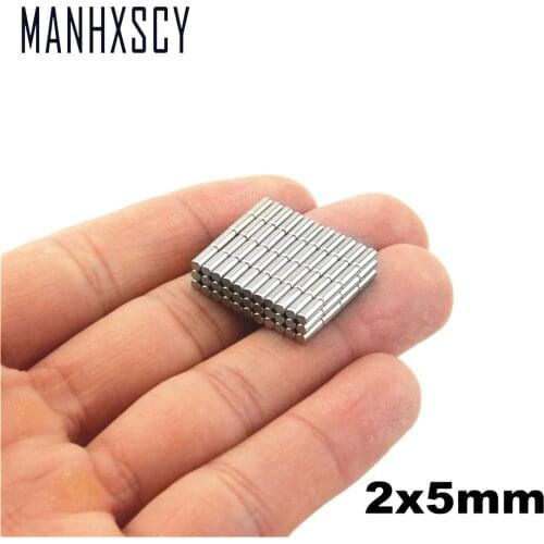 500pcs Neodymium N35 Dia 2mm X 5mm Strong Magnets Tiny Disc Nd-Fe-B Rare Earth For Crafts Models Fridge Sticking magnet 2x5mm