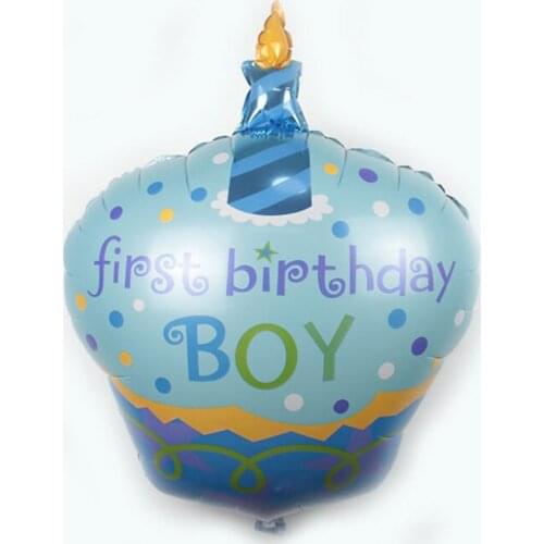 Free 10pcs Helium balloons Baby BOY first birthday decorations cake /candle foil balloon Baby shower Party decorations kids