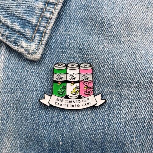 Cartoon Color Flower Ribbon Drink Can Enamel Brooch Custom Alloy Badge Cowboy Clothes Bag Pin Accessories Jewelry Gift For Kid