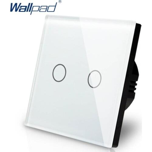 2 Gang Dimmer Switch 1 Way Wallpad Luxury White Crystal Glass Wall Switch Touch Switch Normal 110-250V European Standard