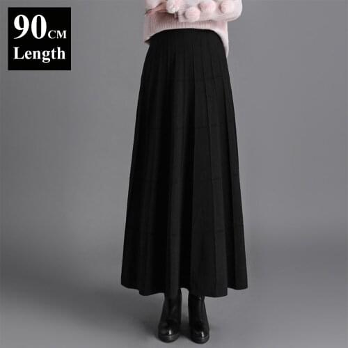 Elastic High Waist Knitted Maxi Long Skirt For Tall Ladies Women Skirt Autumn Winter Girls Womens Wild Elegant Skirts New