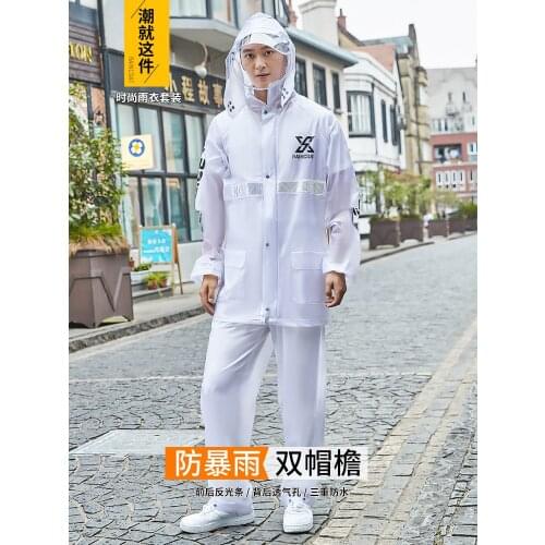 Raincoat Rain Pants Suit Mens and Womens Whole Body Rainproof Waterproof Transparent Riding Motorcycle Electric Vehicle Split