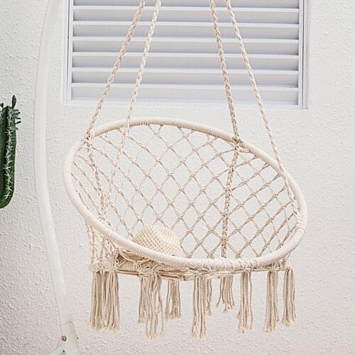 White Hammock Nordic Style Round Hanging Chair Outdoor Indoor Dormitory Garden Balcony Single Safety Hammock For Child