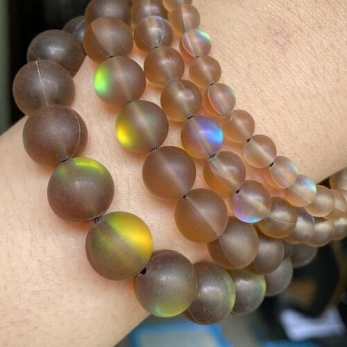 Stone Dull Polished Brown Austrian Crystal Round Beads For Jewelry Making Diy Handmade Bracelet Charm Accessories 6-12 mm 15