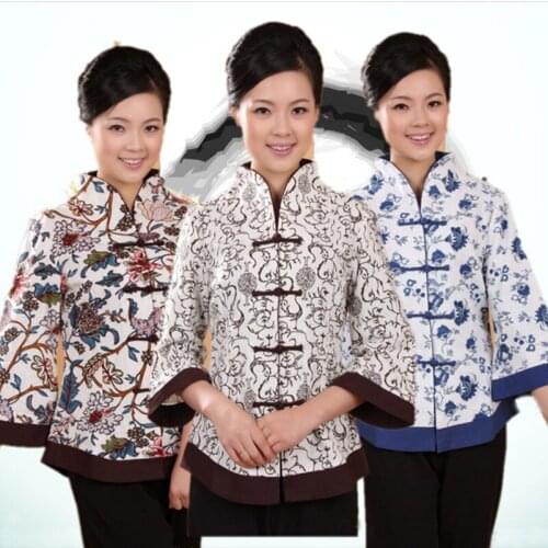 Chinese tops women jacket traditional cheongsam tops shirt blusas Chinese long-sleeved women tops cotton linen shirt tops women