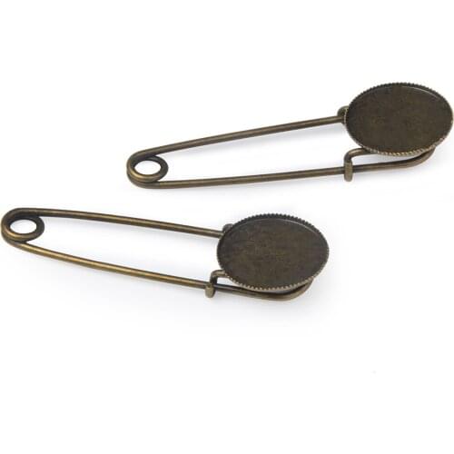 LFPU 5PCS Blank 18mm Round Bezel Brooch DIY Lapel Pins Jewelry For Glass Cabochon