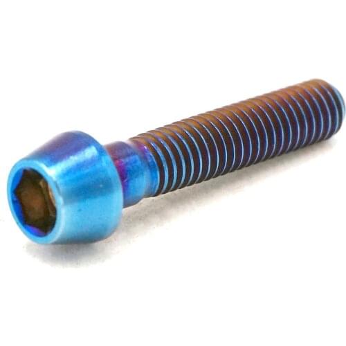 LOT 4 M6 x 30mm Burn Blue GR5 Titanium Bike Screw Taper Cone Head Bolts