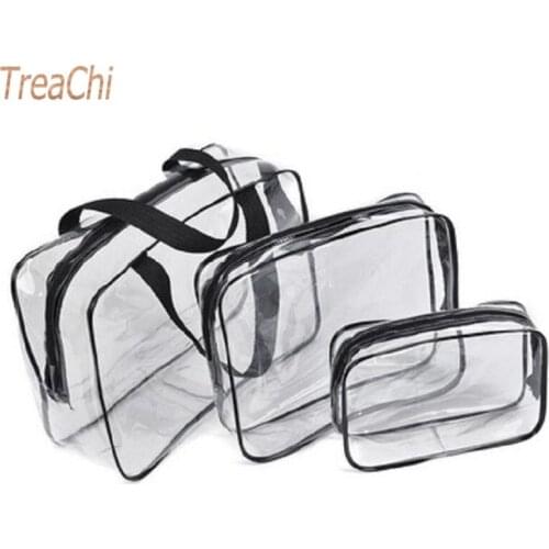 PVC Multifunctional Storage Bag Storage Bag Wash Gargle Makeup Bag Transparent Three-piece Set Finishing Bag Clothes Storage Box