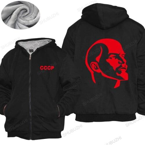 Mens luxury cotton hoodies Ussr Lenin hoodies Men winter long sleeve Cotton zipper Loose tops for him winter jacket