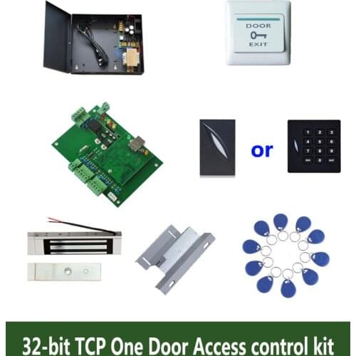 32-bit access control kit,TCP one door access control+powercase+180kg magnetit lock+ZL-bracket+ID reader+button+10 tag,kit-T105