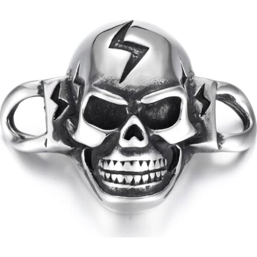 Stainless Steel Skull Connector 1/1 Loops Polished Charms 6mm Hole DIY Accessories for Jewelry Making Supplies