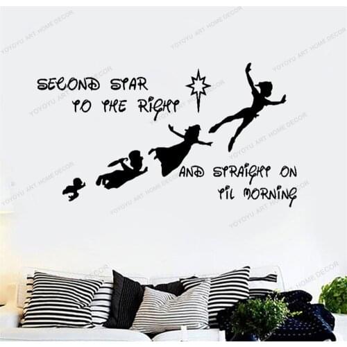 New Hot Fashion Peter Pan Second Star Wall Sticker DIY Kids Bedroom Nursery Vinyl Decal Decor DW9946