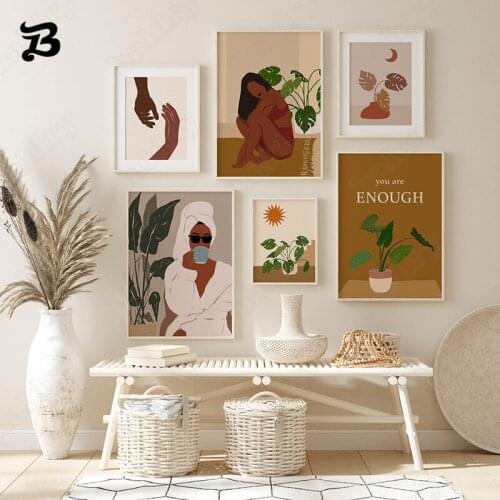 Posters Black Woman Canvas Painting Posters and Prints Scandinavian Terracotta Boho Wall Art Decorative Pictures Bedroom Decor
