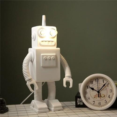 New Robot Table Lamp Creative Bedroom Decor Bedside Lamp Model Kids Toys DIY Childrens Lamp Designer Home Decor Luminaire