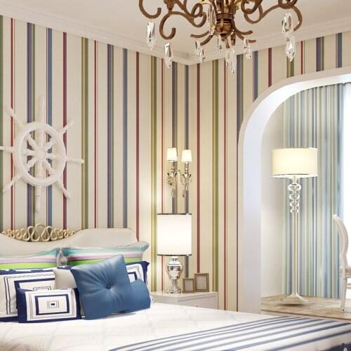 Beibehang wallpaper roll warm wedding room bedroom childrens room pink vertical stripes wallpaper for living room TV backdrop