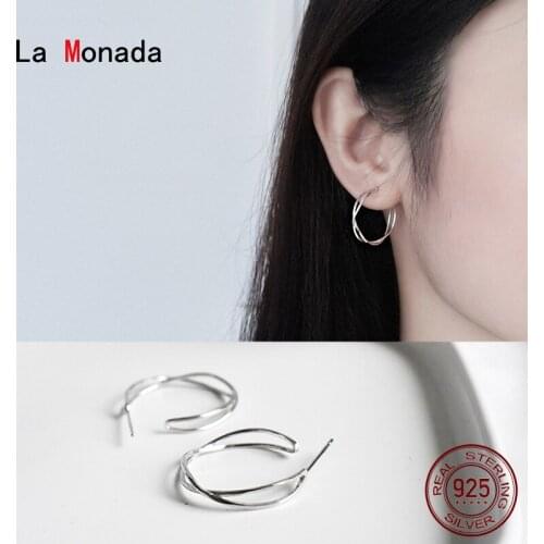 La Monada Wave Hoop Earrings For Women Silver 925 Fine Women Earrings Jewelry Women Hoop Earrings 925 Sterling Silver