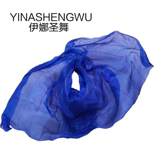 Silk Belly Dance Veils Shawl Scarf Pure Royal Blue Color Belly Dance Practice Performance Silk Veils