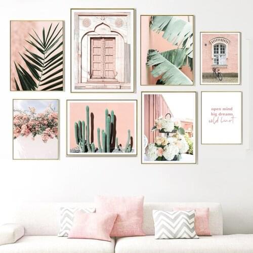 Scandinavia Cactus Flower Leaves Landscape Wall Art Canvas Painting Nordic Poster and Prints Wall Pictures For Living Room Decor