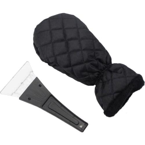 Car Windshield Ice Scraper with Mitt, Snow Shovel with Plastic Handle and Warm Glove, Winter Frost Removal Cleaning Tool