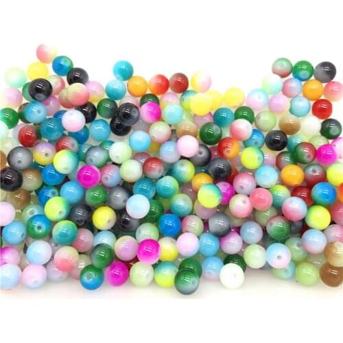 4mm-10mm Double Color Mixed Glass Round Loose Beads For Bracelet Earrings Charms Necklace Beads DIY Jewelry Making