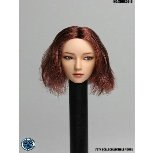 SUPER DUCK SDDX02B 1/6 Scale Rolling Eyes Female Head Carved Short Hair Head Carved Model Fit 12" PH TBL Body