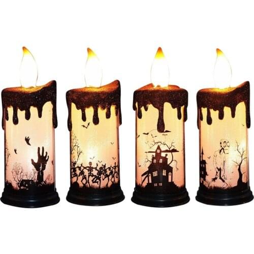 Halloween Decoration Skull-pumpkin Candle Light Led Colorful Candlestick Table Top Party Happy Halloween Party Decor For Home