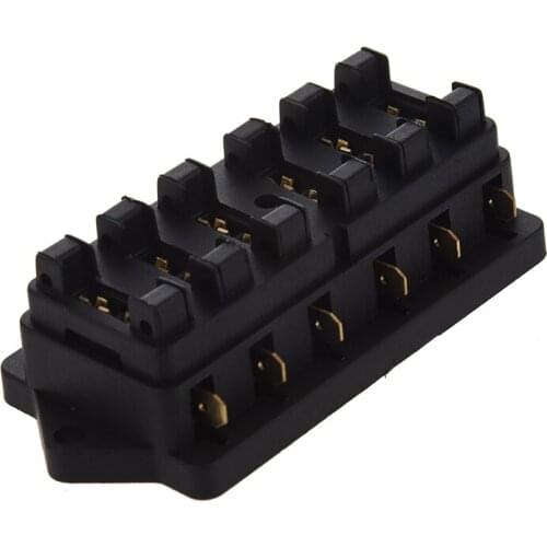 Universal Car Truck Vehicle 6 Way Circuit Automotive Middle-sized Blade Fuse Box Block Holder Black