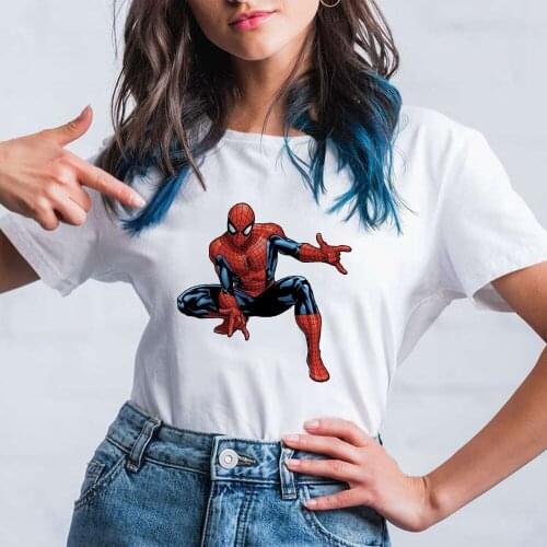 Women Short Sleeve T-Shirts Cartoon Spiderman Print Girls Summer Blouse Clothes Casual Tee Top Dropship Clothing